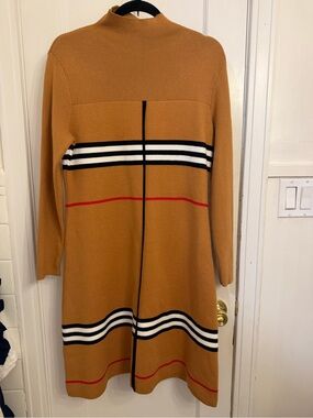 STYLEWE Camel Striped Long Sleeve Knit Dress